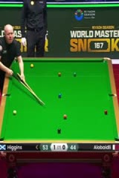 2024斯诺克利雅得世界大师赛约翰·希金斯4-0阿罗拜德利20240304(黑8)